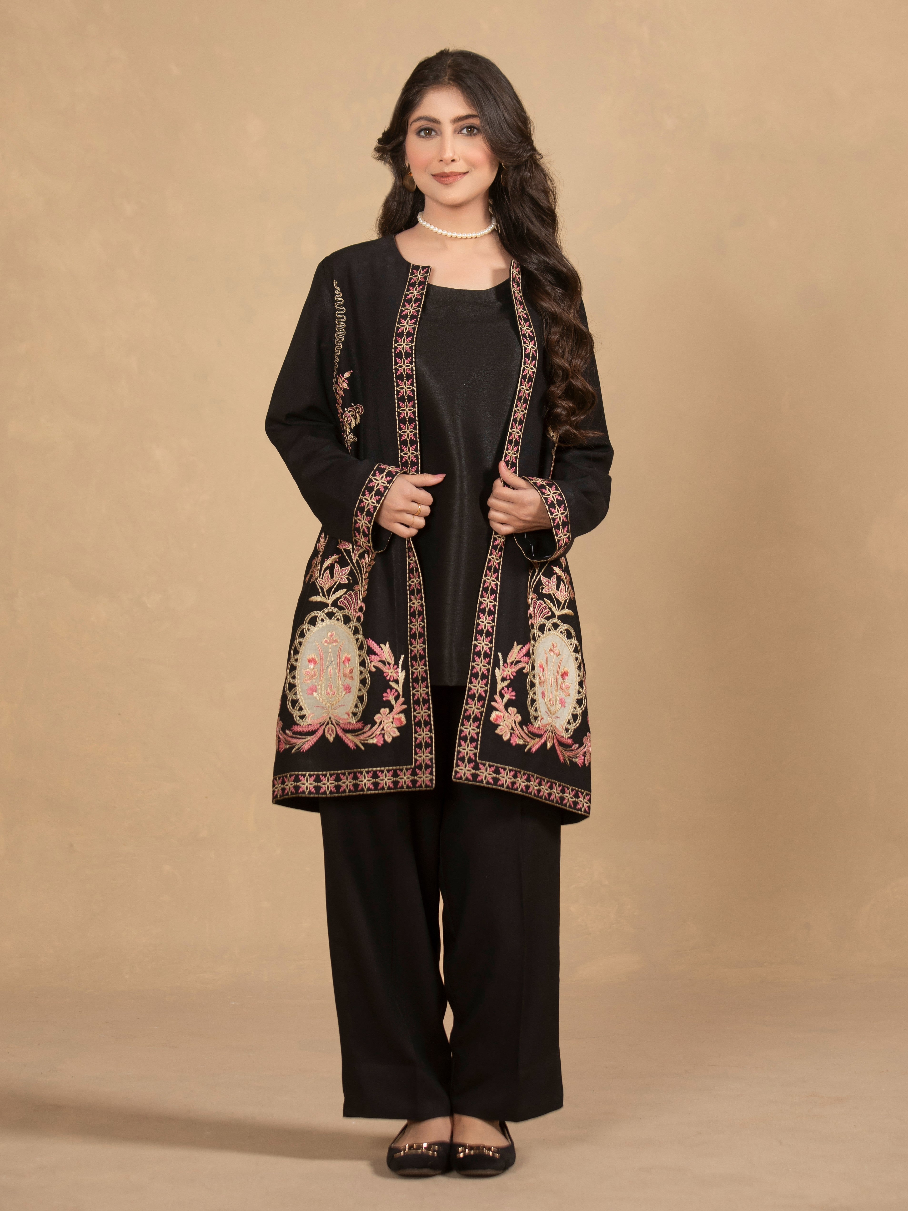 Embroided Jacket-TA01-3pc