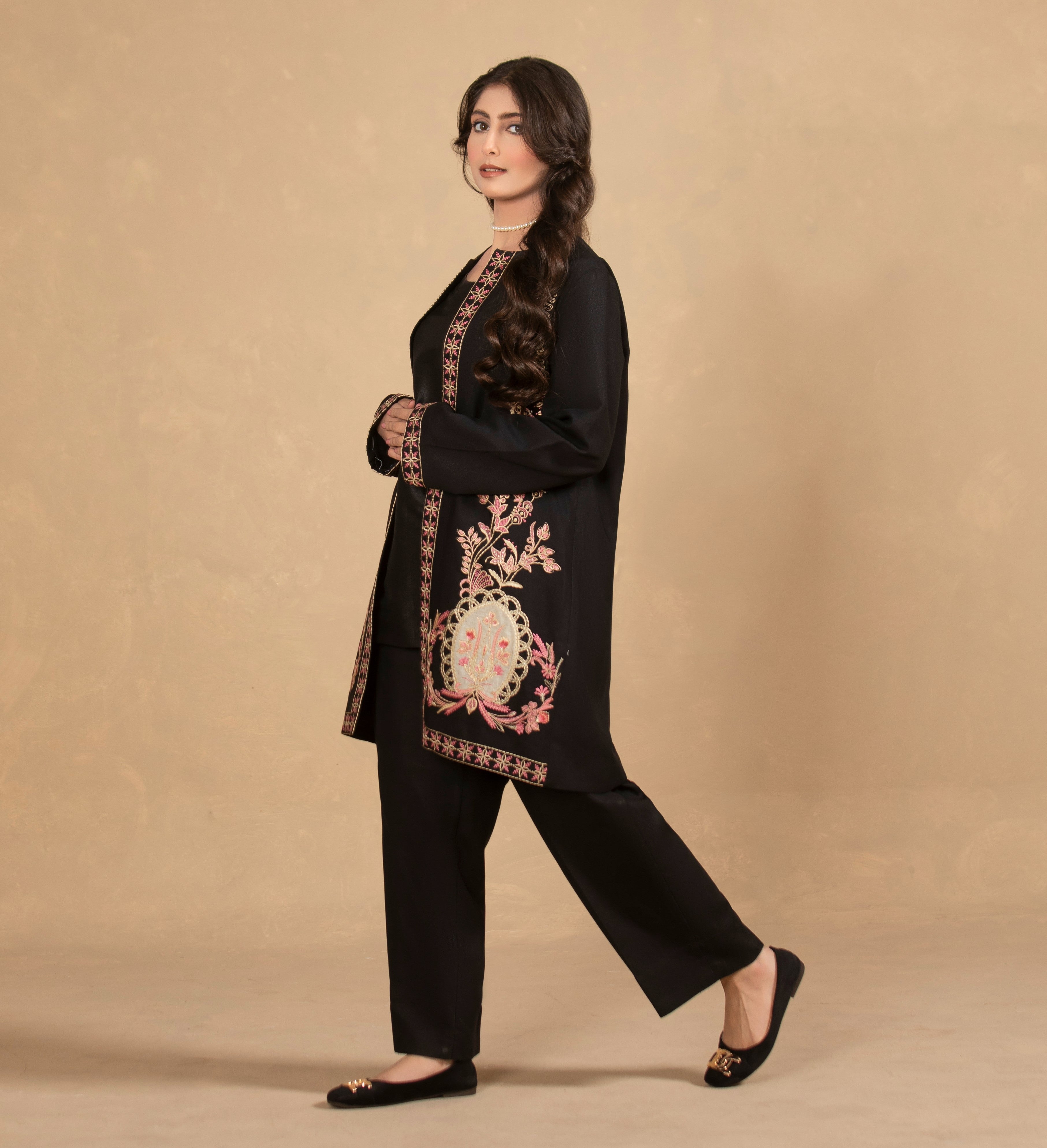 Embroided Jacket-TA01-3pc