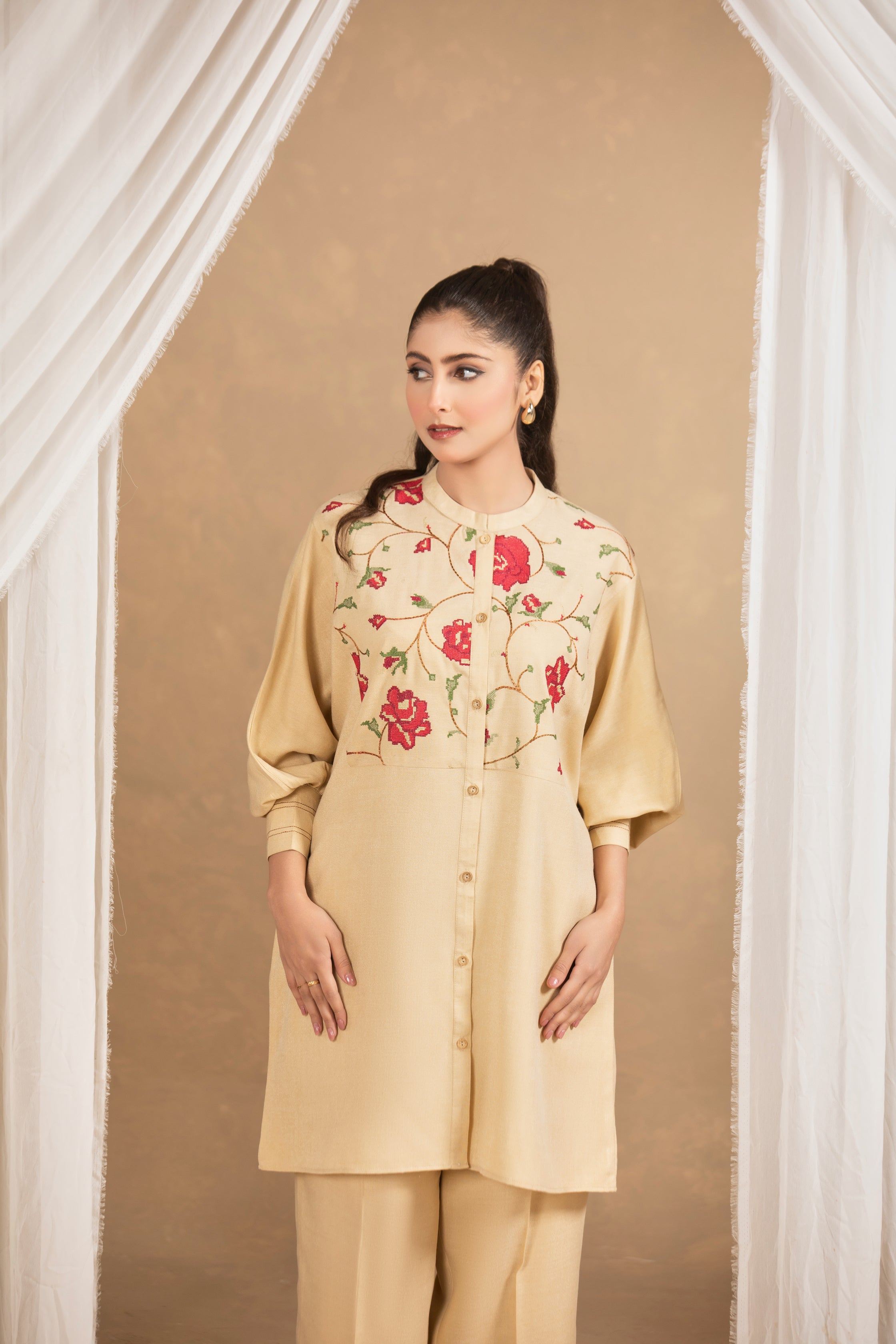 Beige Embroided suit-TA04-2Pc