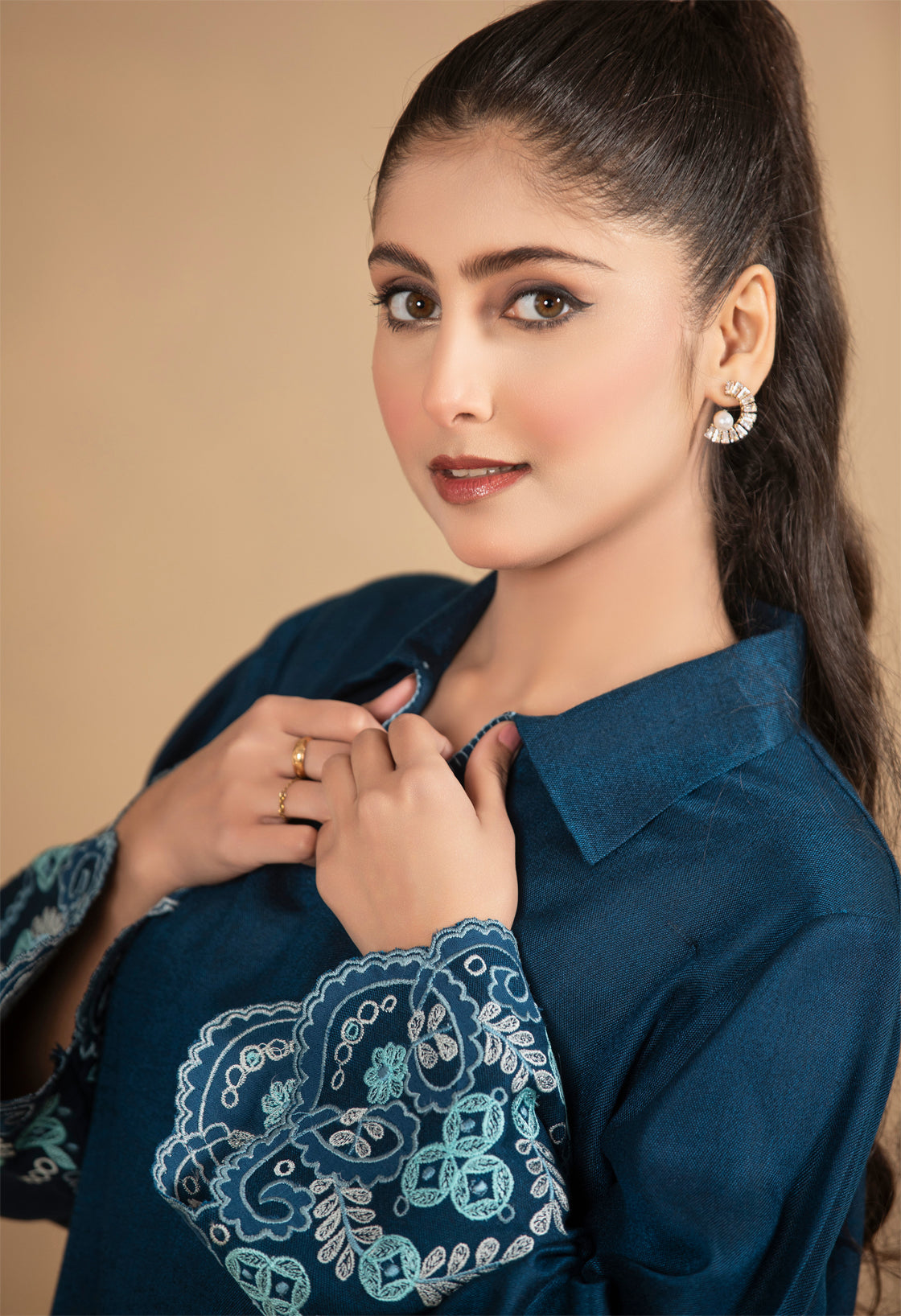 Ocen Teal Embroided Suit - TA02-2Pc