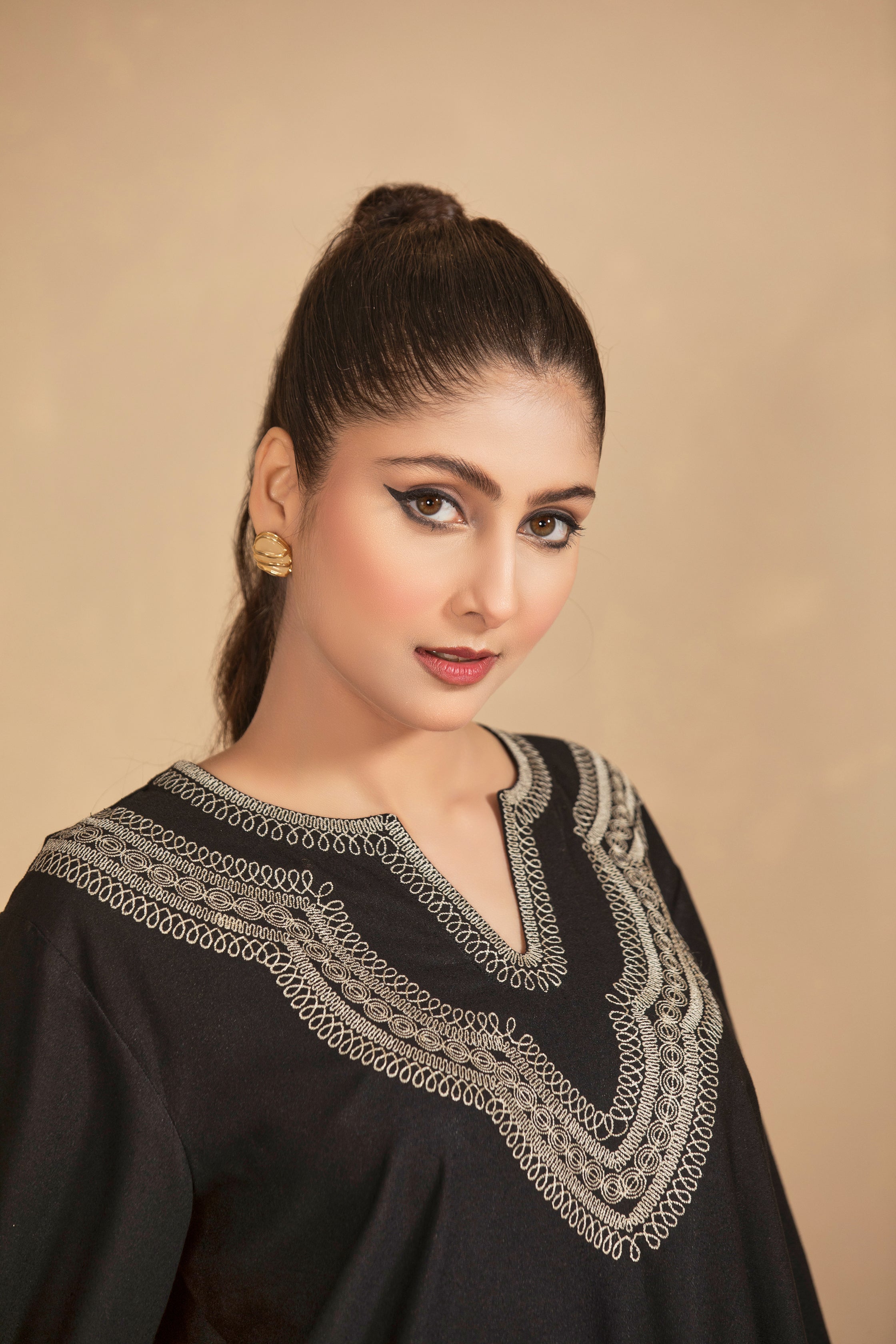 Black Embroided Suit-TA05-2Pc