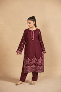 Plum Embroided Suit-TA08-2Pc